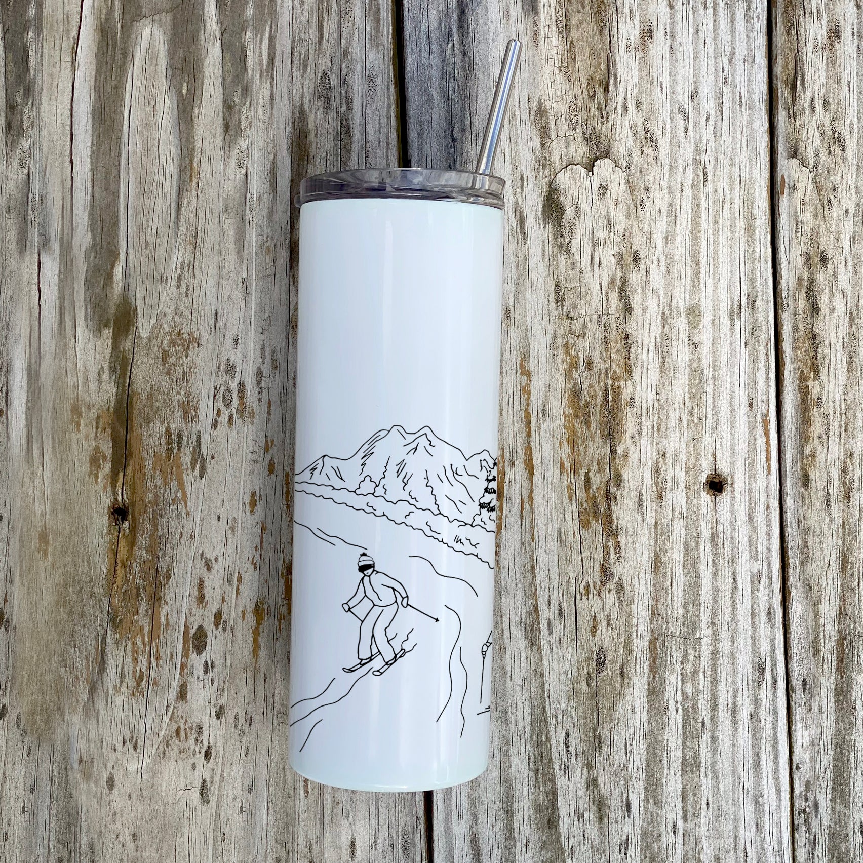 Sports Collection (Ski Mountain) 20oz Stainless Steel Tumbler with Straw
