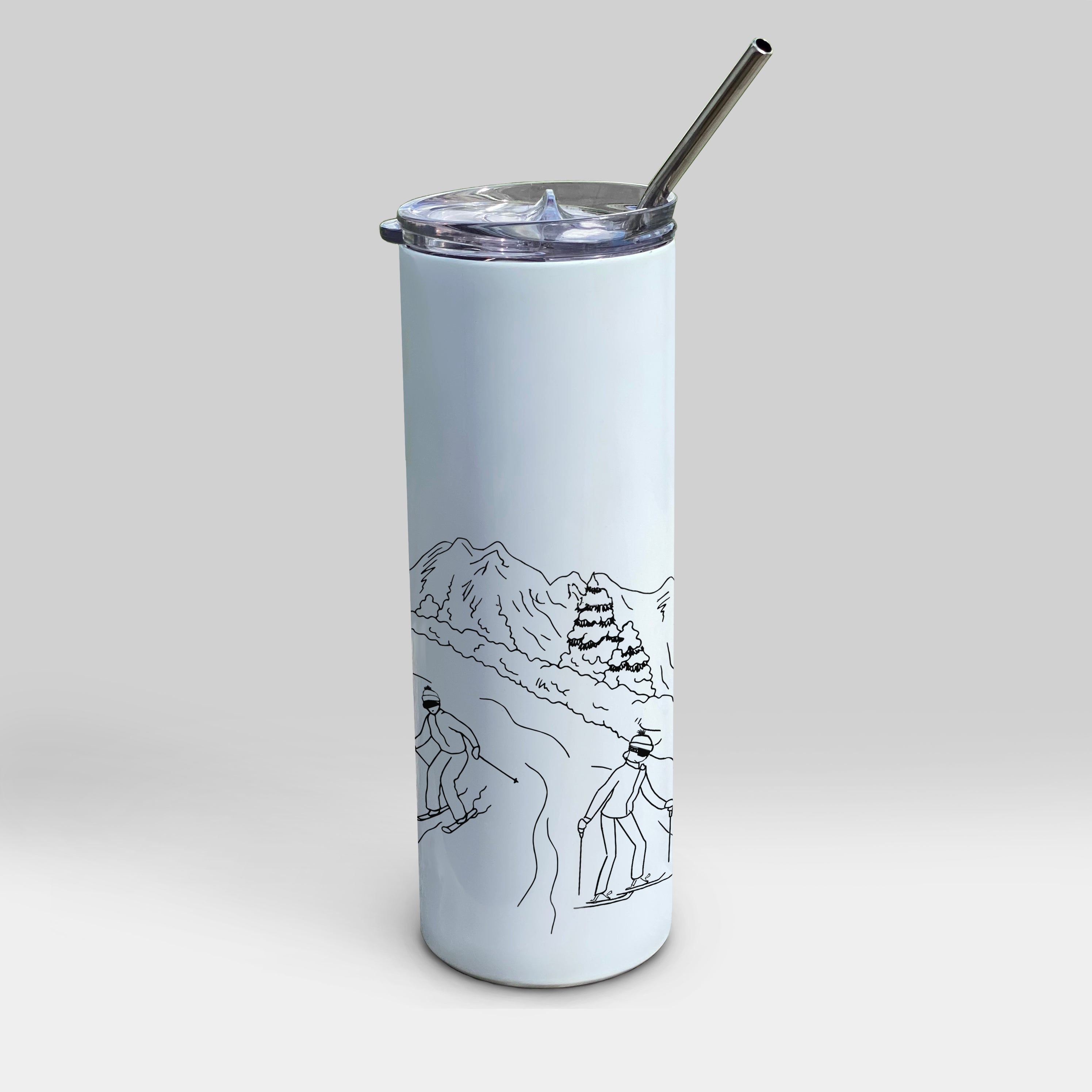 Sports Collection (Ski Mountain) 20oz Stainless Steel Tumbler with Straw