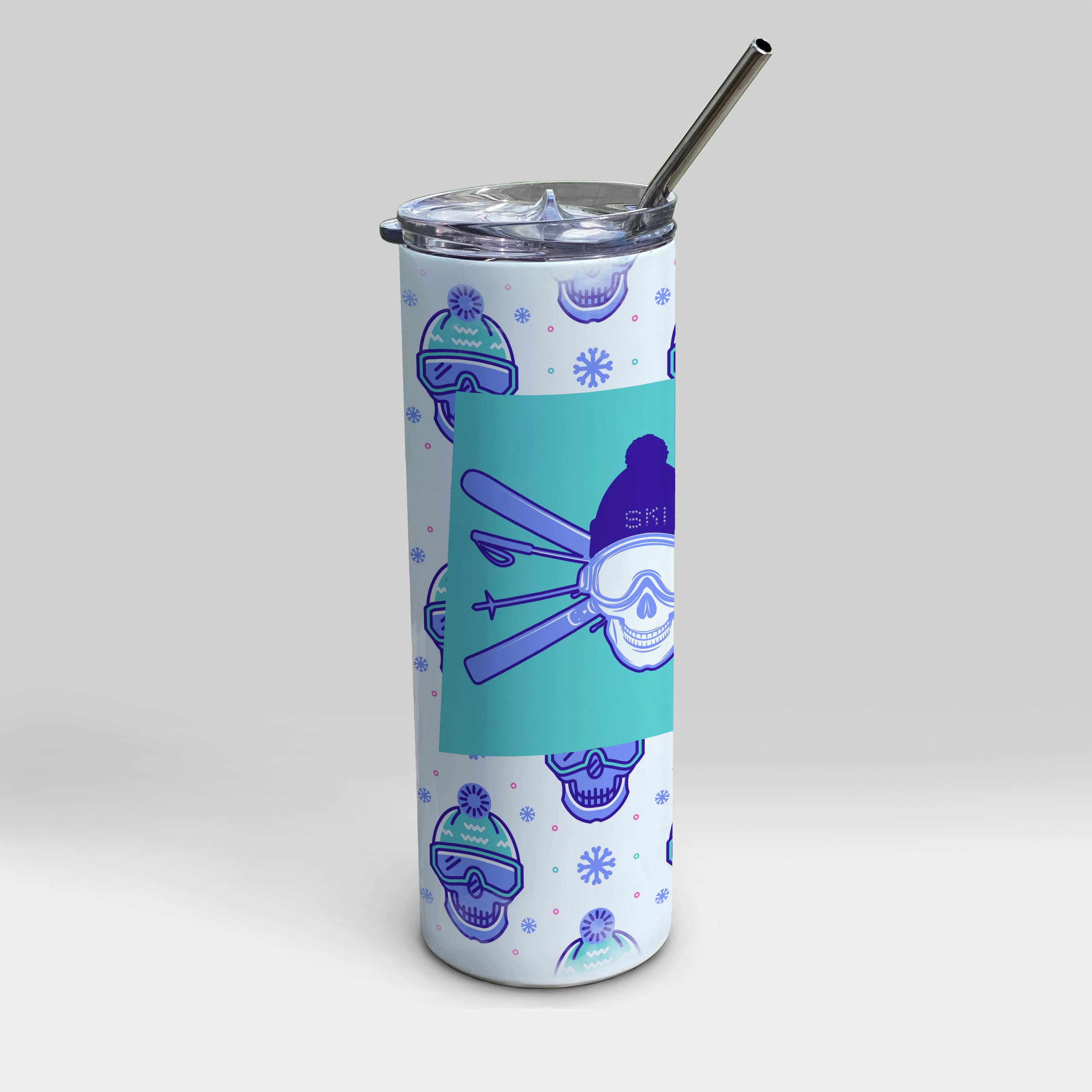 Sports Collection (Ski Skulls) 20oz Stainless Steel Tumbler with Straw