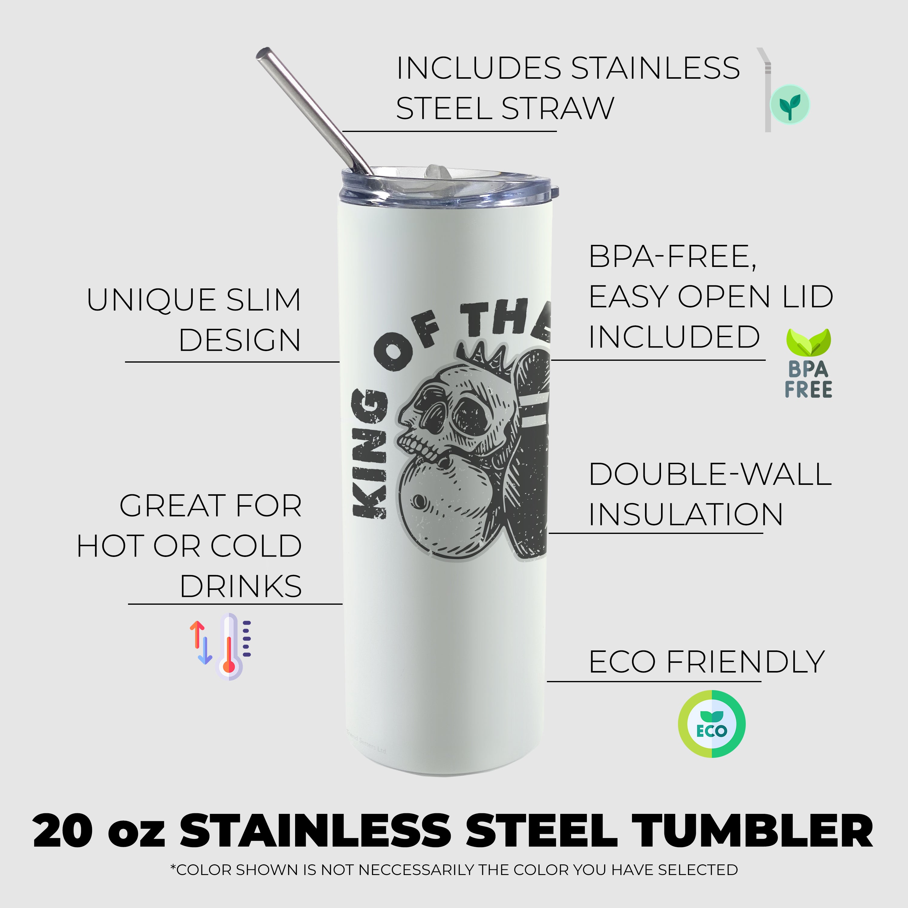 Sports Collection (King of the Lanes) 20oz Stainless Steel Tumbler with Straw SSTUMW0145