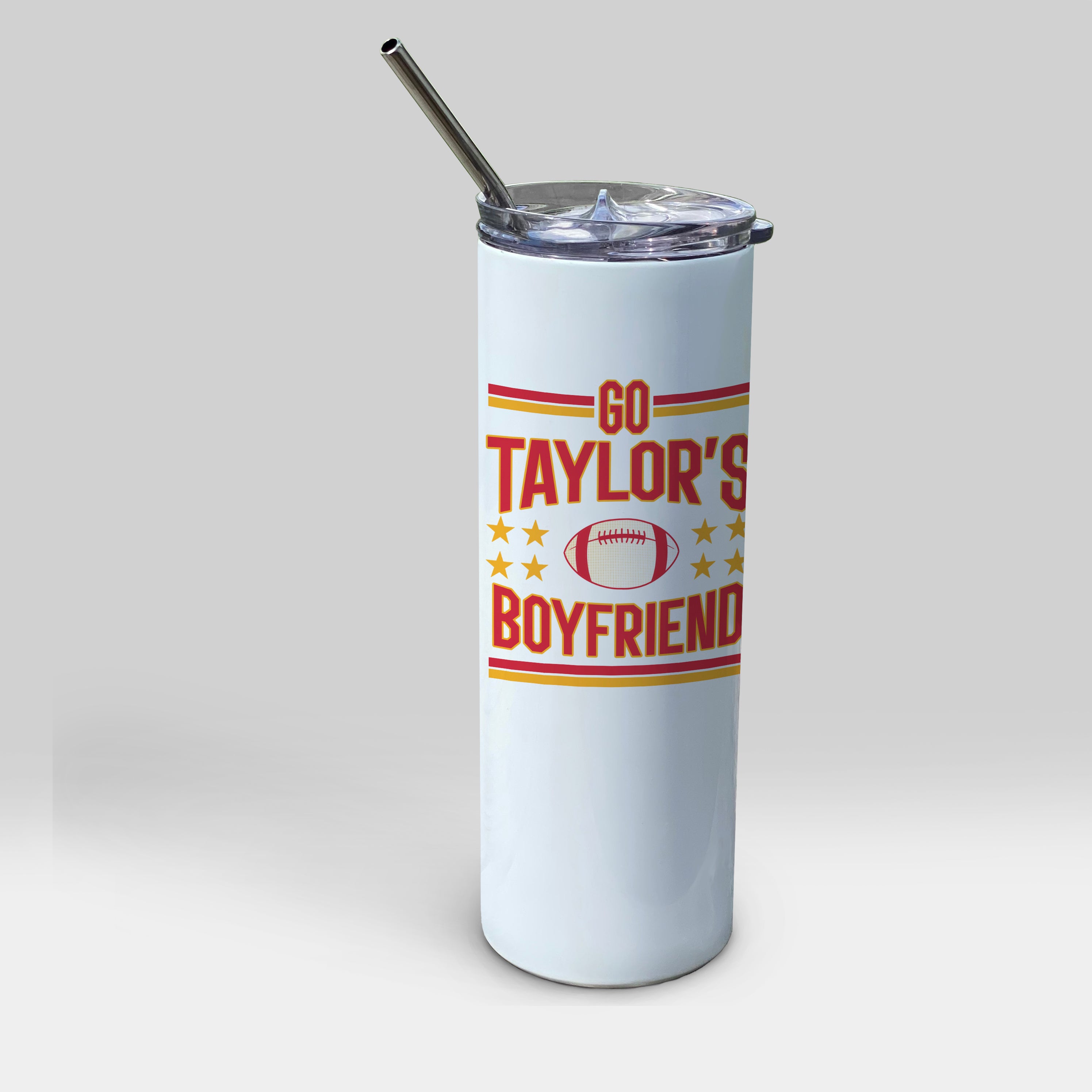 Sports Collection (Go Taylors Boyfriend) 20 oz Stainless Steel Travel White Tumbler with Straw SSTUMW0151