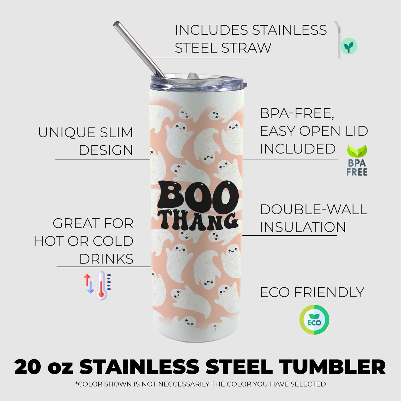Trend Setters Originals (Boo Thang) 20 oz Stainless Steel Travel Tumbler with Straw SSTUMW0163