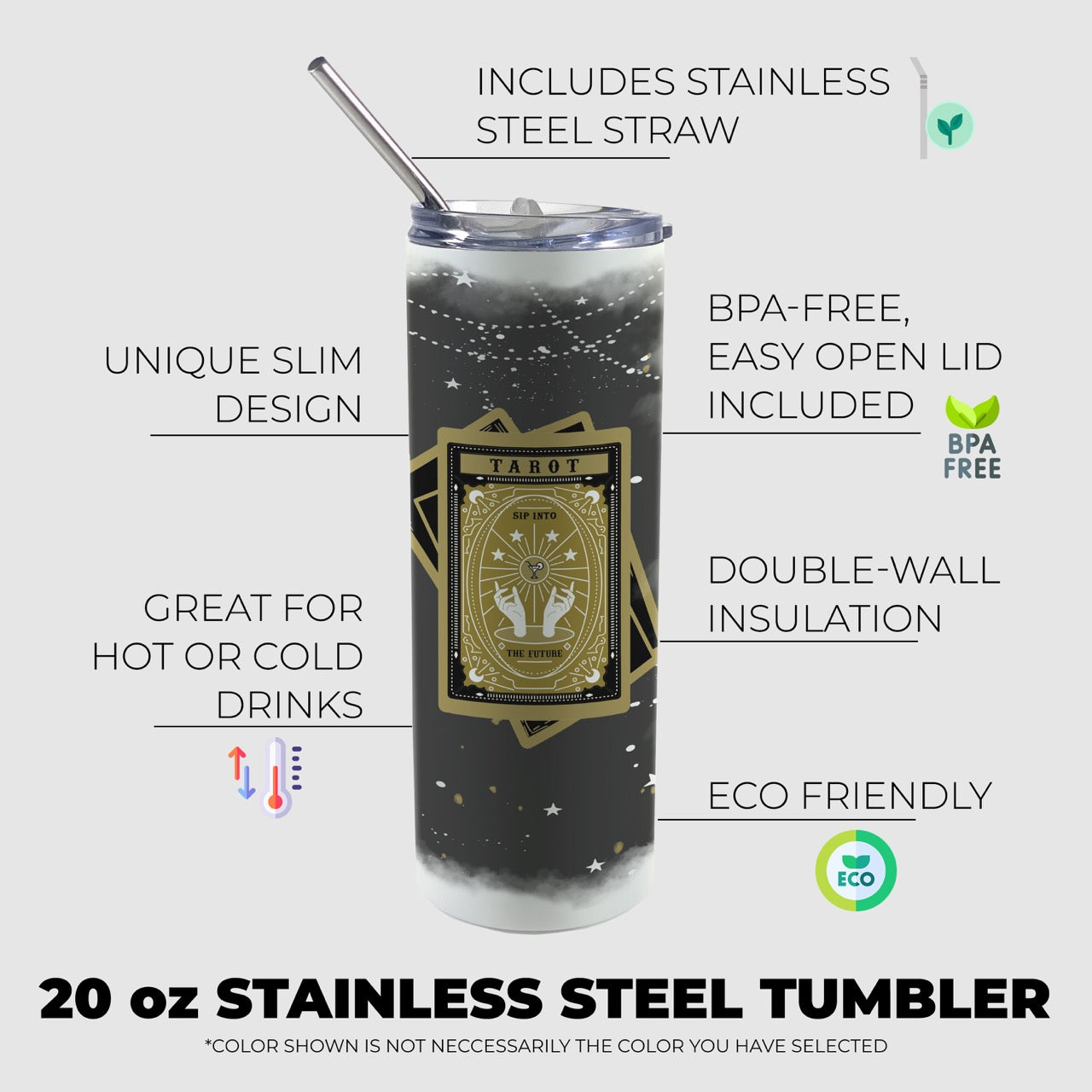 Trend Setters Originals (Tarot Cards) 20 oz Stainless Steel Travel Tumbler with Straw SSTUMW0164