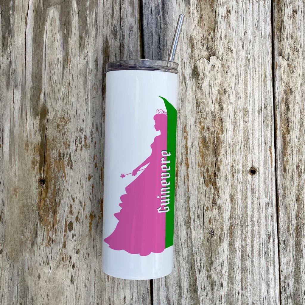 Trend Setters Original (Pink & Green Witches) Personalized 20 oz Stainless Steel Travel White Tumbler with Straw SSTUMW0172