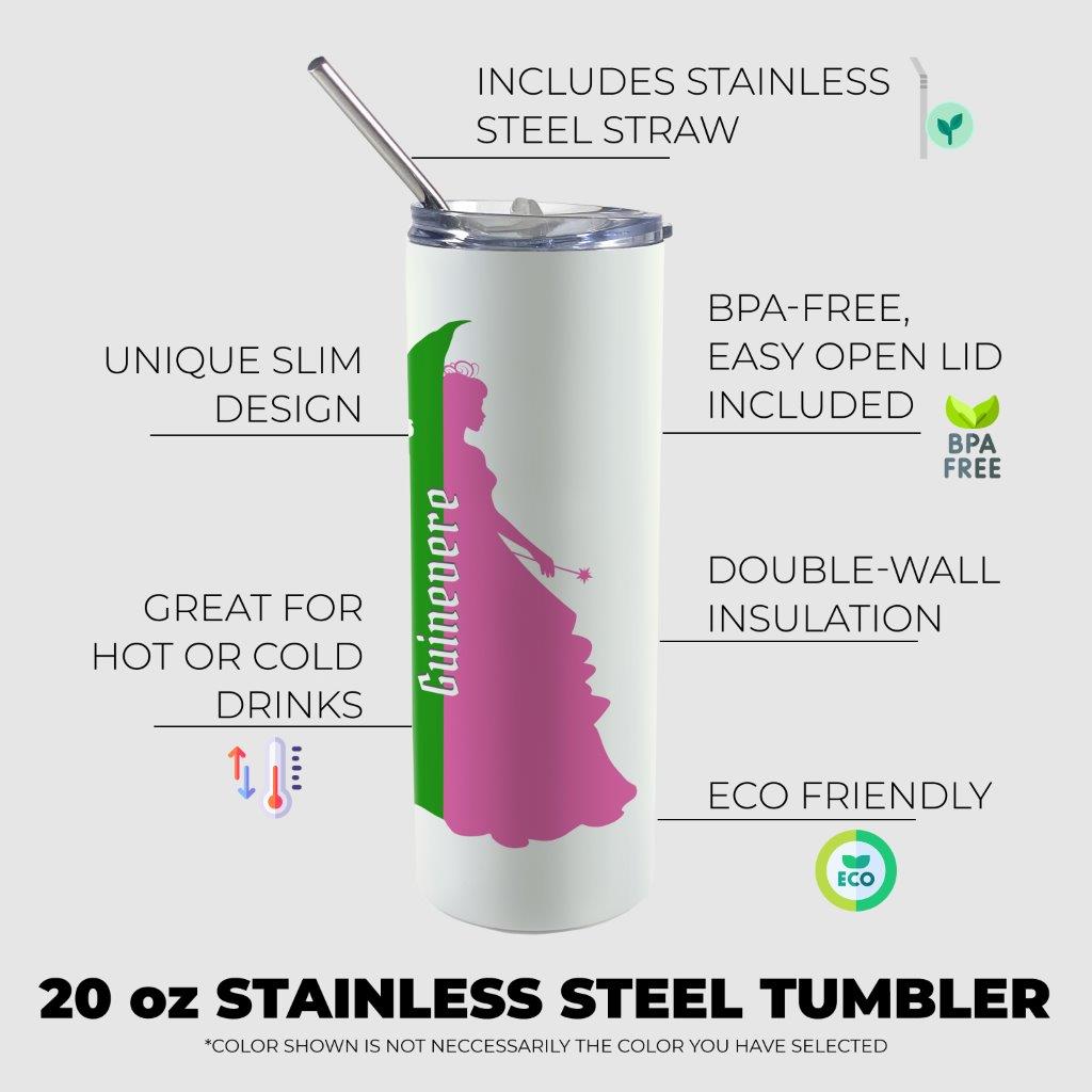 Trend Setters Original (Pink & Green Witches) Personalized 20 oz Stainless Steel Travel White Tumbler with Straw SSTUMW0172