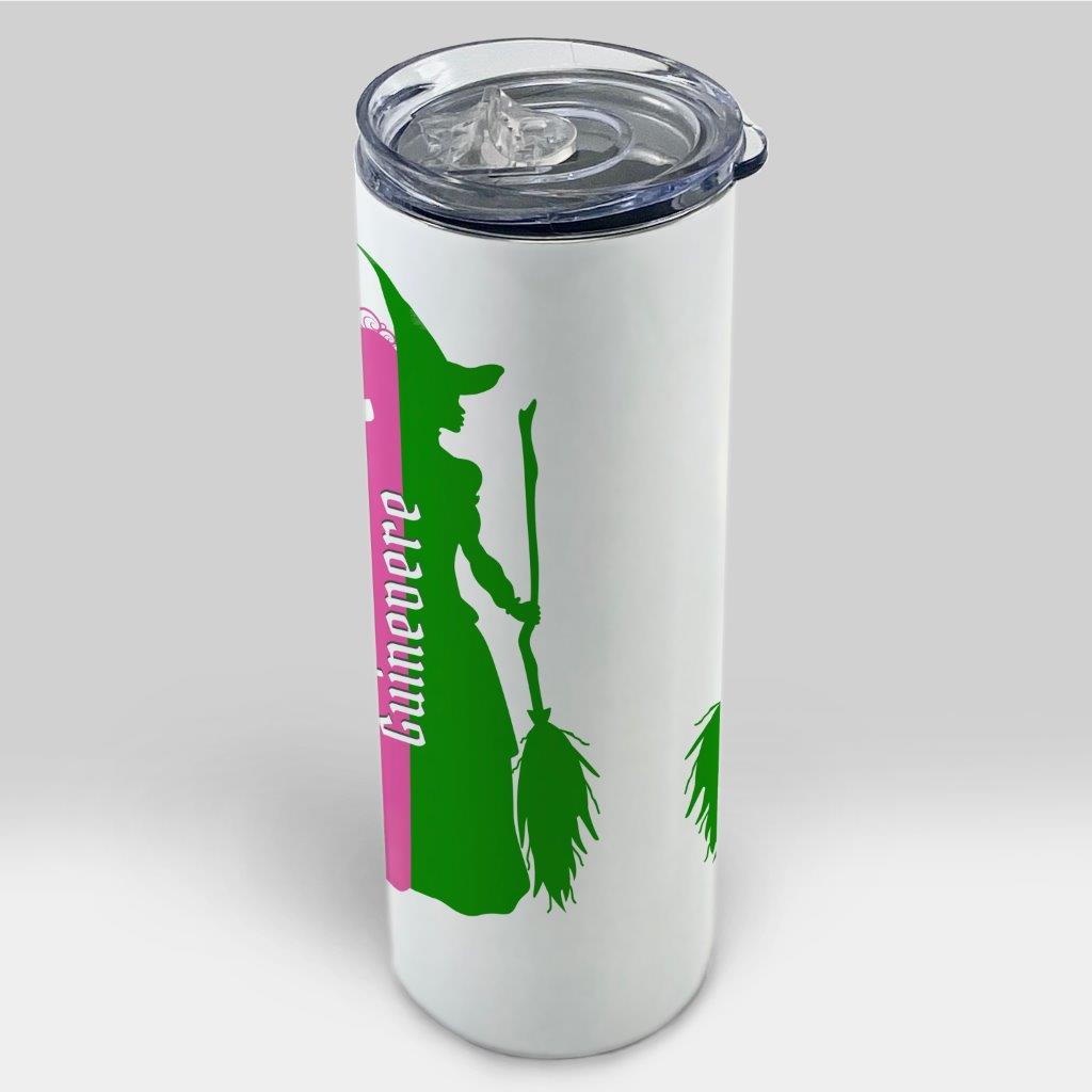 Trend Setters Original (Pink & Green Witches) Personalized 20 oz Stainless Steel Travel White Tumbler with Straw SSTUMW0172