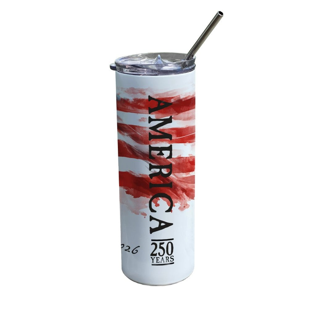 Trend Setters Original (America’s 250th) 20 oz Stainless Steel Travel White Tumbler with Straw SSTUMW0173
