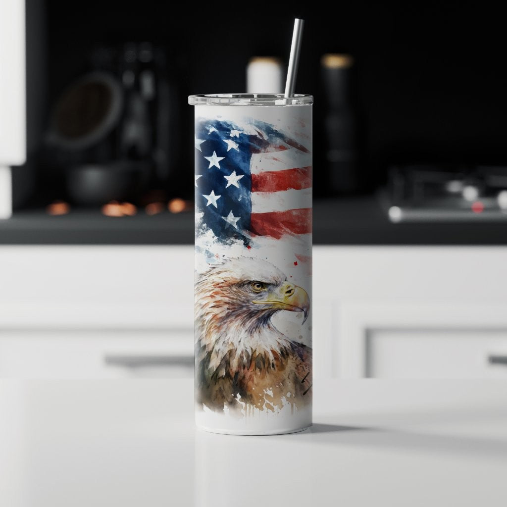 Trend Setters Original (America’s 250th) 20 oz Stainless Steel Travel White Tumbler with Straw SSTUMW0173