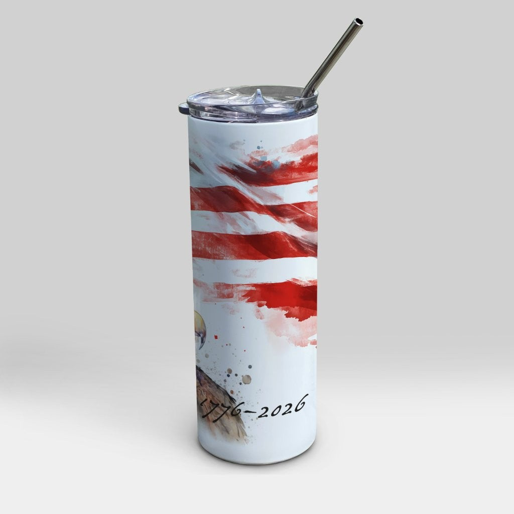 Trend Setters Original (America’s 250th) 20 oz Stainless Steel Travel White Tumbler with Straw SSTUMW0173