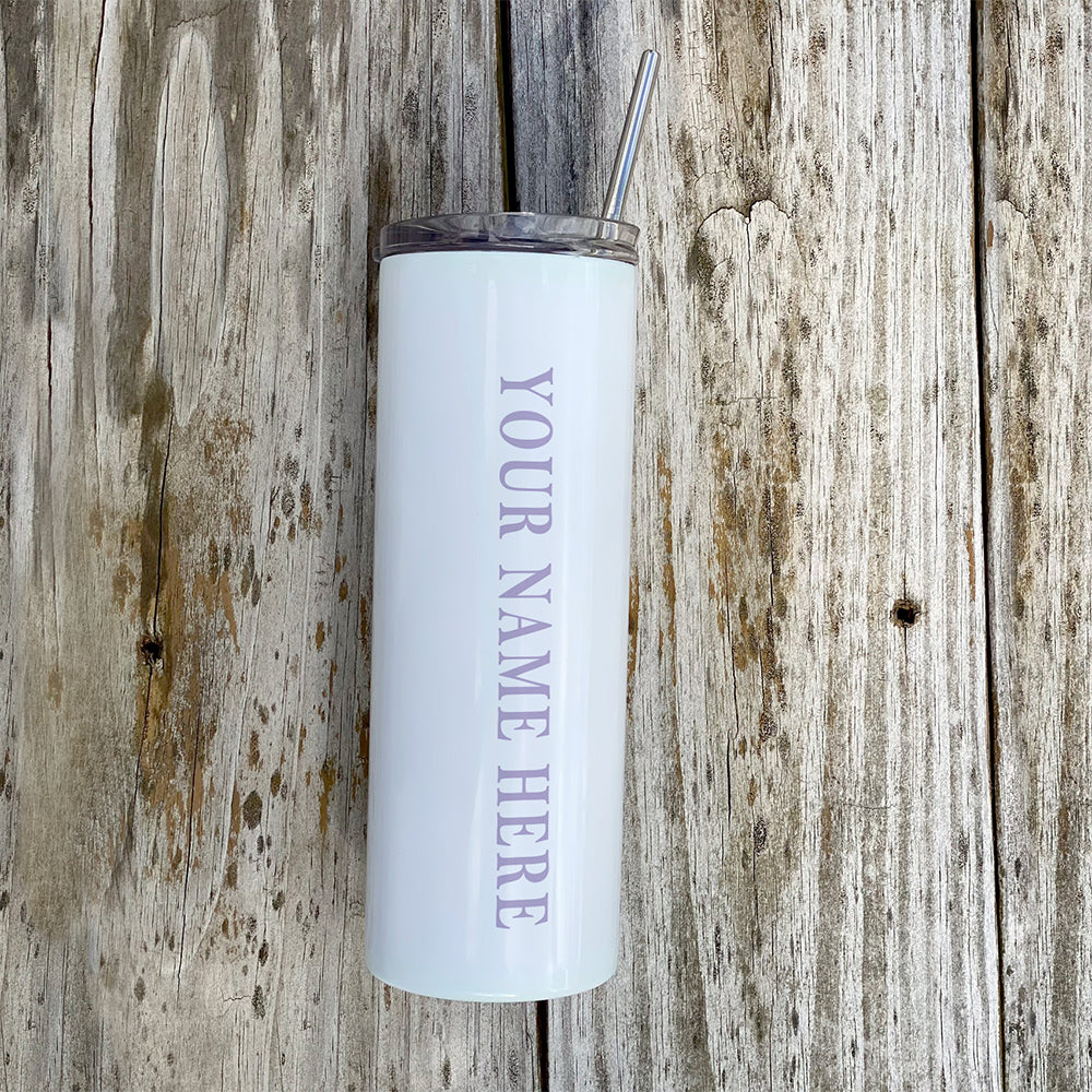 Trend Setters Original (Floral Bunny) Personalized 20 oz Stainless Steel Travel White Tumbler with Straw SSTUMW0175