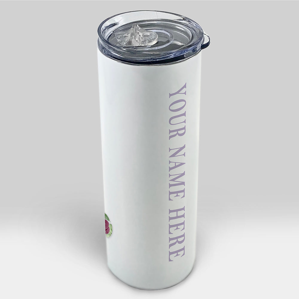 Trend Setters Original (Floral Bunny) Personalized 20 oz Stainless Steel Travel White Tumbler with Straw SSTUMW0175