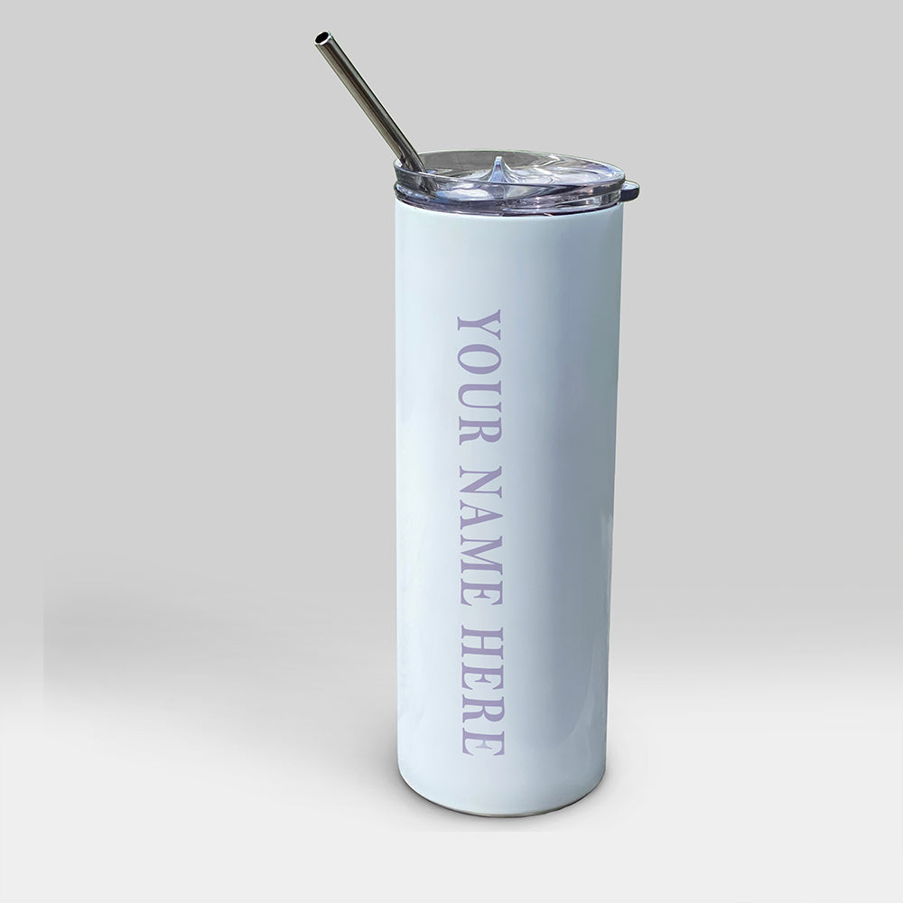 Trend Setters Original (Floral Bunny) Personalized 20 oz Stainless Steel Travel White Tumbler with Straw SSTUMW0175