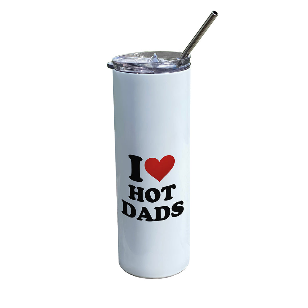 Trend Setters Original (I Heart Hot Dads) 20 oz Stainless Steel Travel White Tumbler with Straw SSTUMW0176