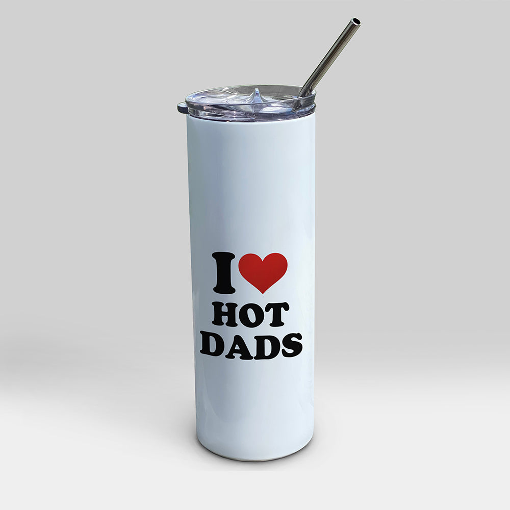 Trend Setters Original (I Heart Hot Dads) 20 oz Stainless Steel Travel White Tumbler with Straw SSTUMW0176