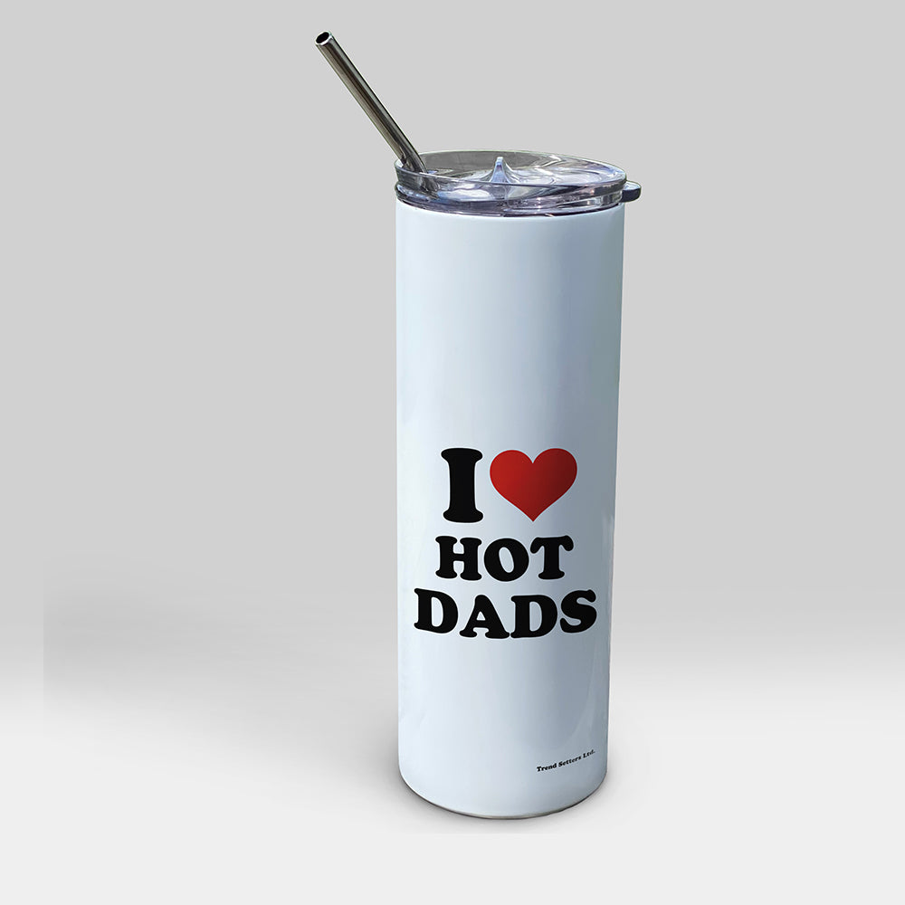 Trend Setters Original (I Heart Hot Dads) 20 oz Stainless Steel Travel White Tumbler with Straw SSTUMW0176