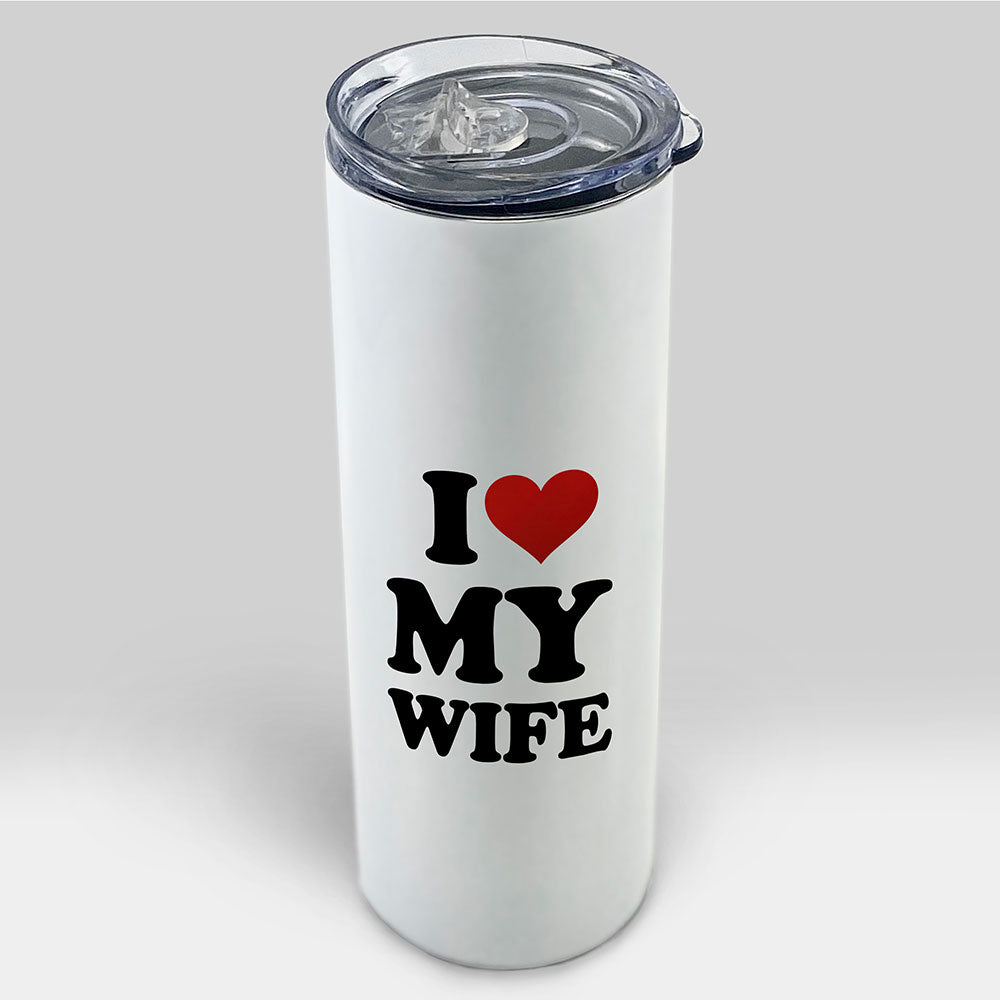 Trend Setters Original (I Heart Custom Name) Personalized 20 oz Stainless Steel Travel White Tumbler with Straw SSTUMW0177