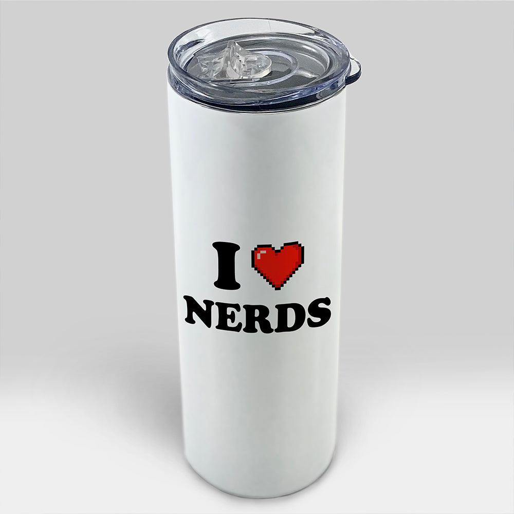 Trend Setters Original (I Heart Nerds) 20 oz Stainless Steel Travel White Tumbler with Straw SSTUMW0178