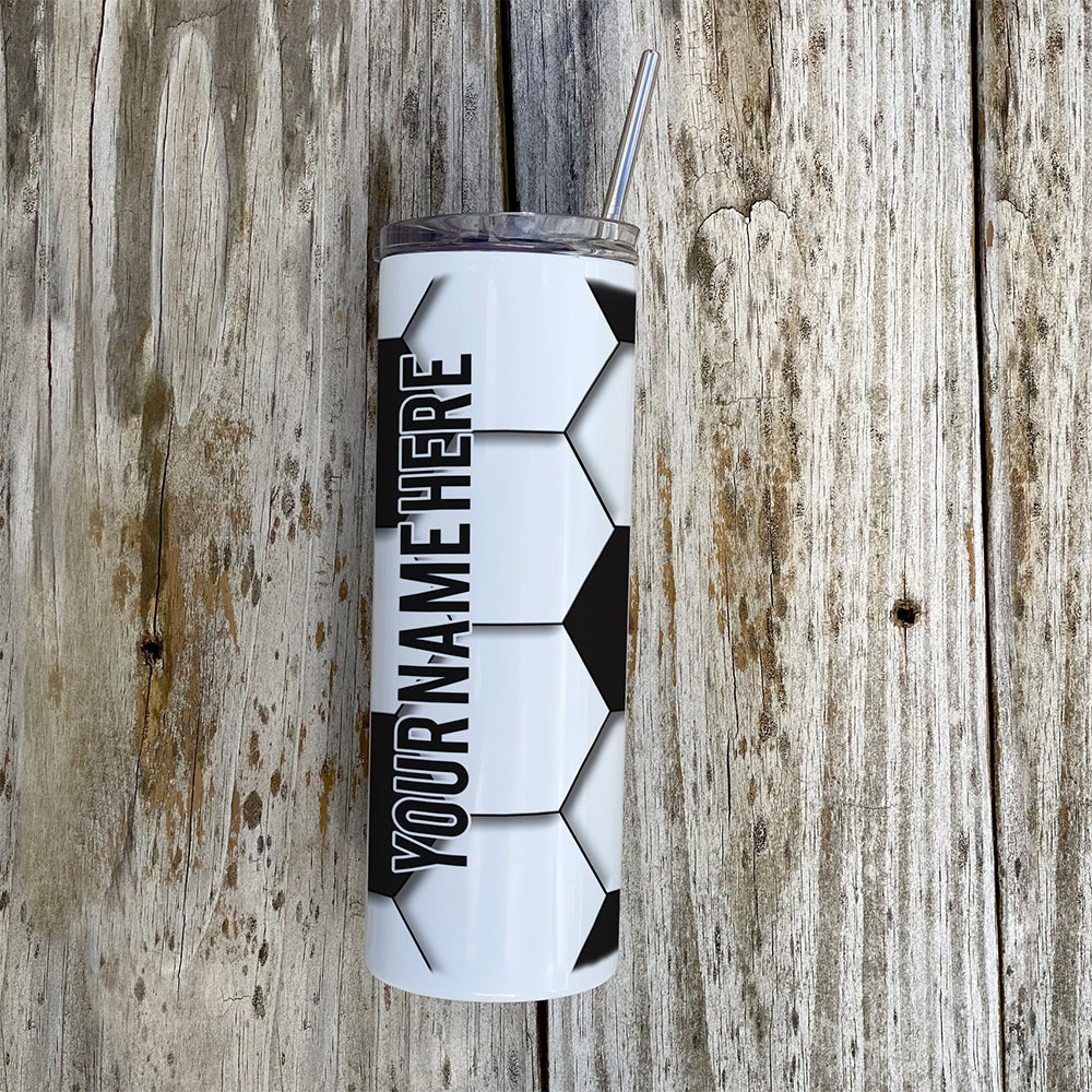 Trend Setters Original (Soccer Flag) Personalized 20 oz Stainless Steel Travel White Tumbler with Straw SSTUMW0179