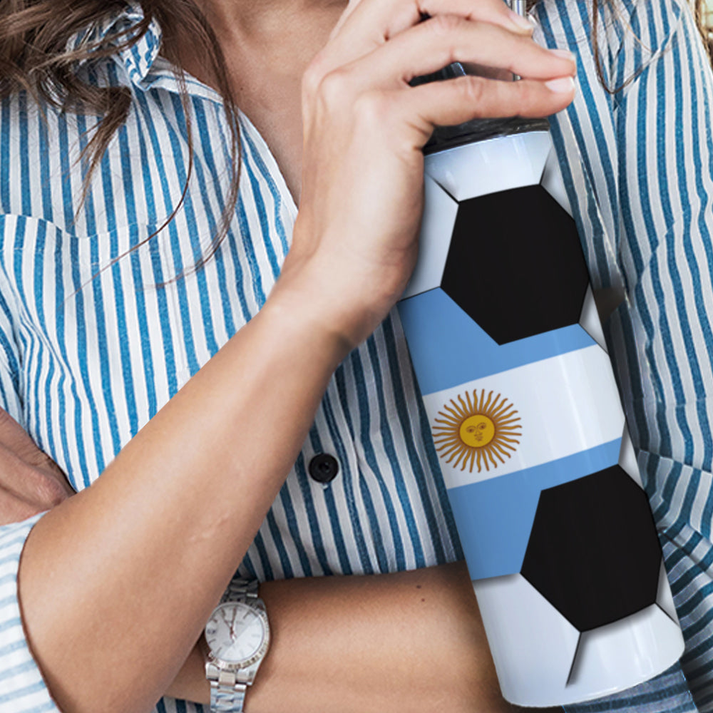Trend Setters Original (Soccer Flag) Personalized 20 oz Stainless Steel Travel White Tumbler with Straw SSTUMW0179