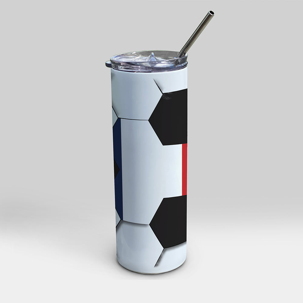 Trend Setters Original (Soccer Flag) Personalized 20 oz Stainless Steel Travel White Tumbler with Straw SSTUMW0179