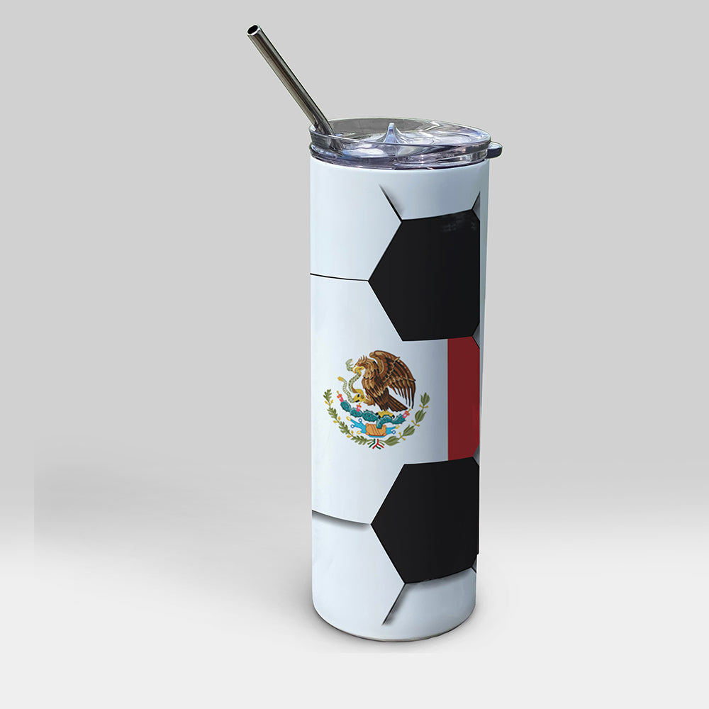 Trend Setters Original (Soccer Flag) Personalized 20 oz Stainless Steel Travel White Tumbler with Straw SSTUMW0179
