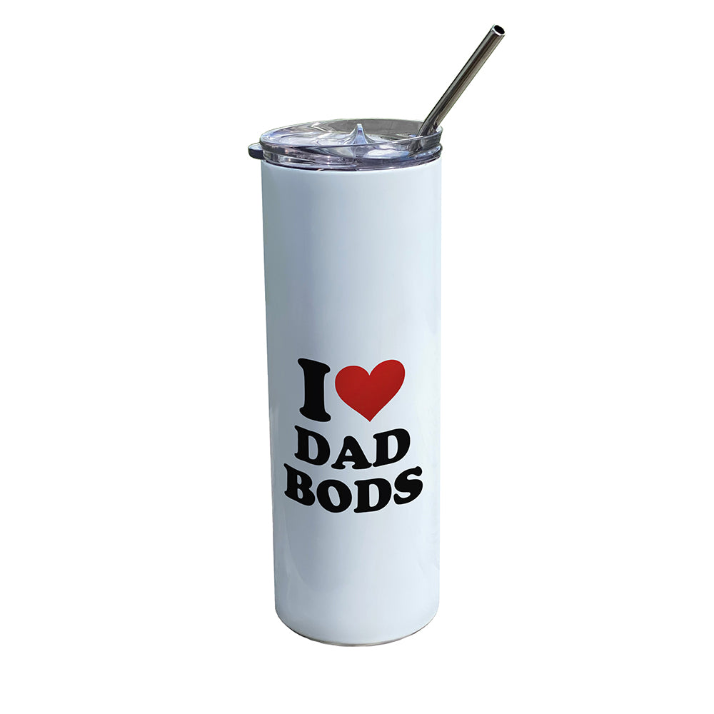 Trend Setters Original (I Heart Dad Bods) 20 oz Stainless Steel Travel White Tumbler with Straw SSTUMW0180