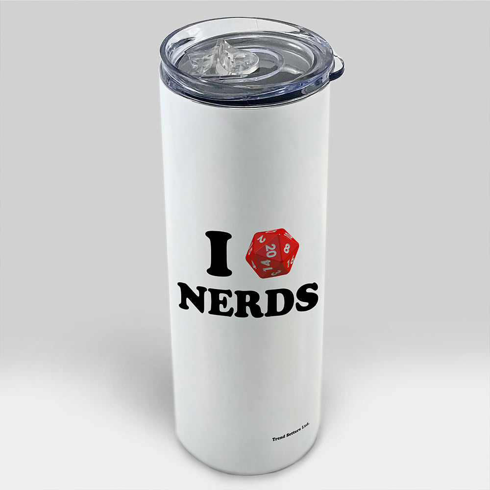 Trend Setters Original (I D20 Nerds) 20 oz Stainless Steel Travel White Tumbler with Straw SSTUMW0181