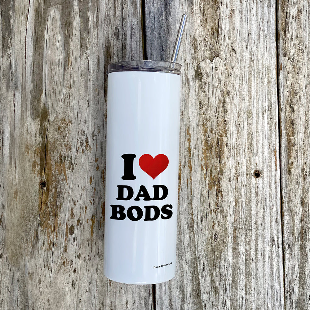 Trend Setters Original (I Heart Dad Bods) 20 oz Stainless Steel Travel White Tumbler with Straw SSTUMW0180