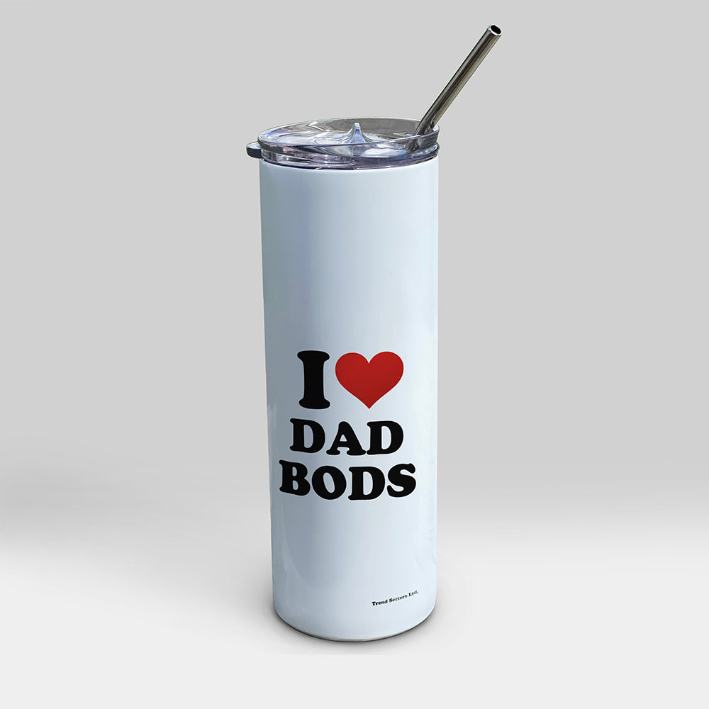 Trend Setters Original (I Heart Dad Bods) 20 oz Stainless Steel Travel White Tumbler with Straw SSTUMW0180