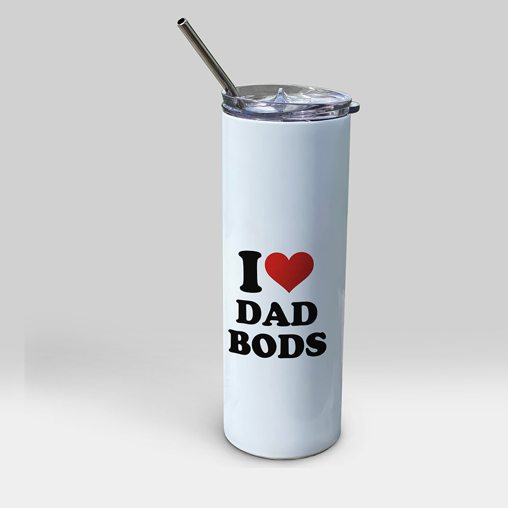 Trend Setters Original (I Heart Dad Bods) 20 oz Stainless Steel Travel White Tumbler with Straw SSTUMW0180