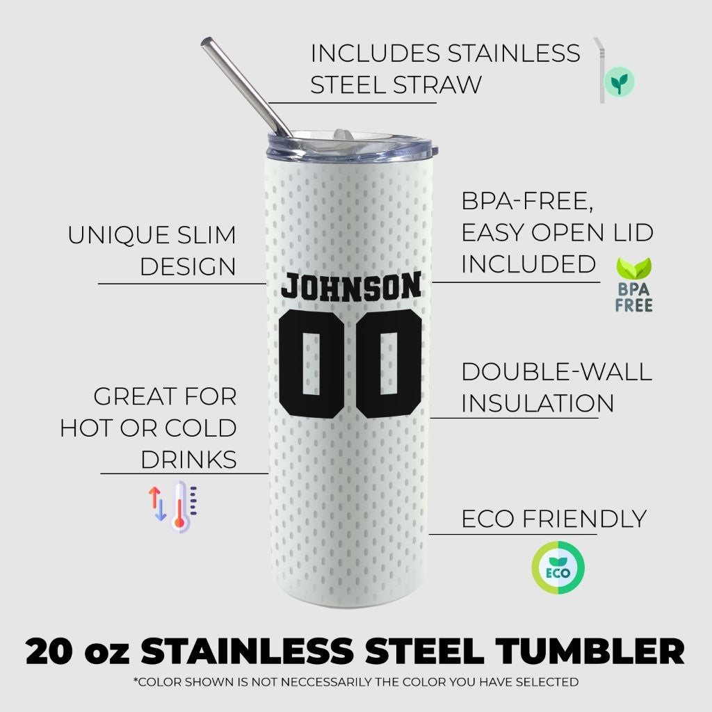 Trend Setters Original (Football Mom - Personalized) 20 Oz Stainless Steel Travel Tumbler with Straw (White Iridescent)