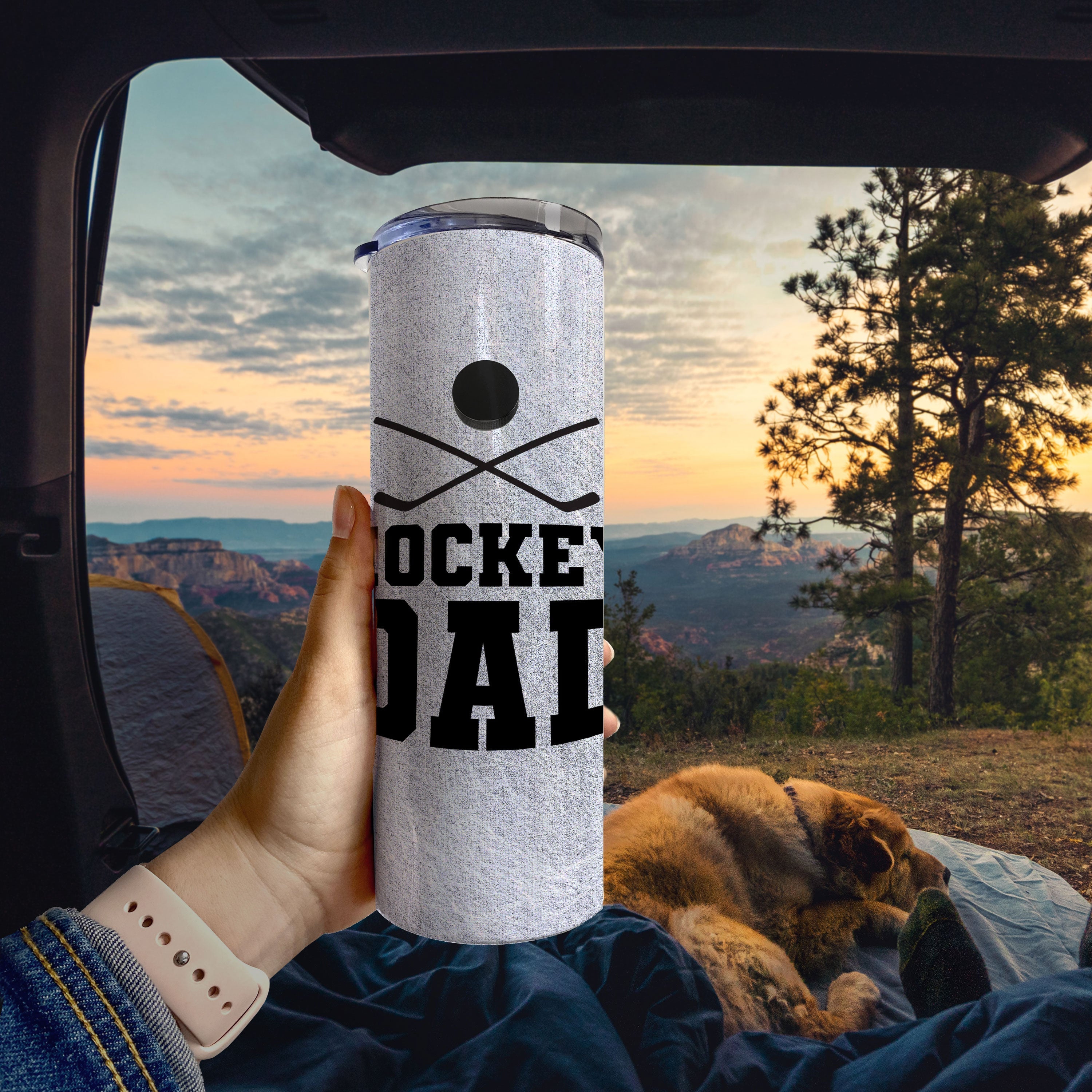 Sports Collection (Hockey Dad - Personalized) 20 oz Stainless Steel Travel Tumbler with Straw