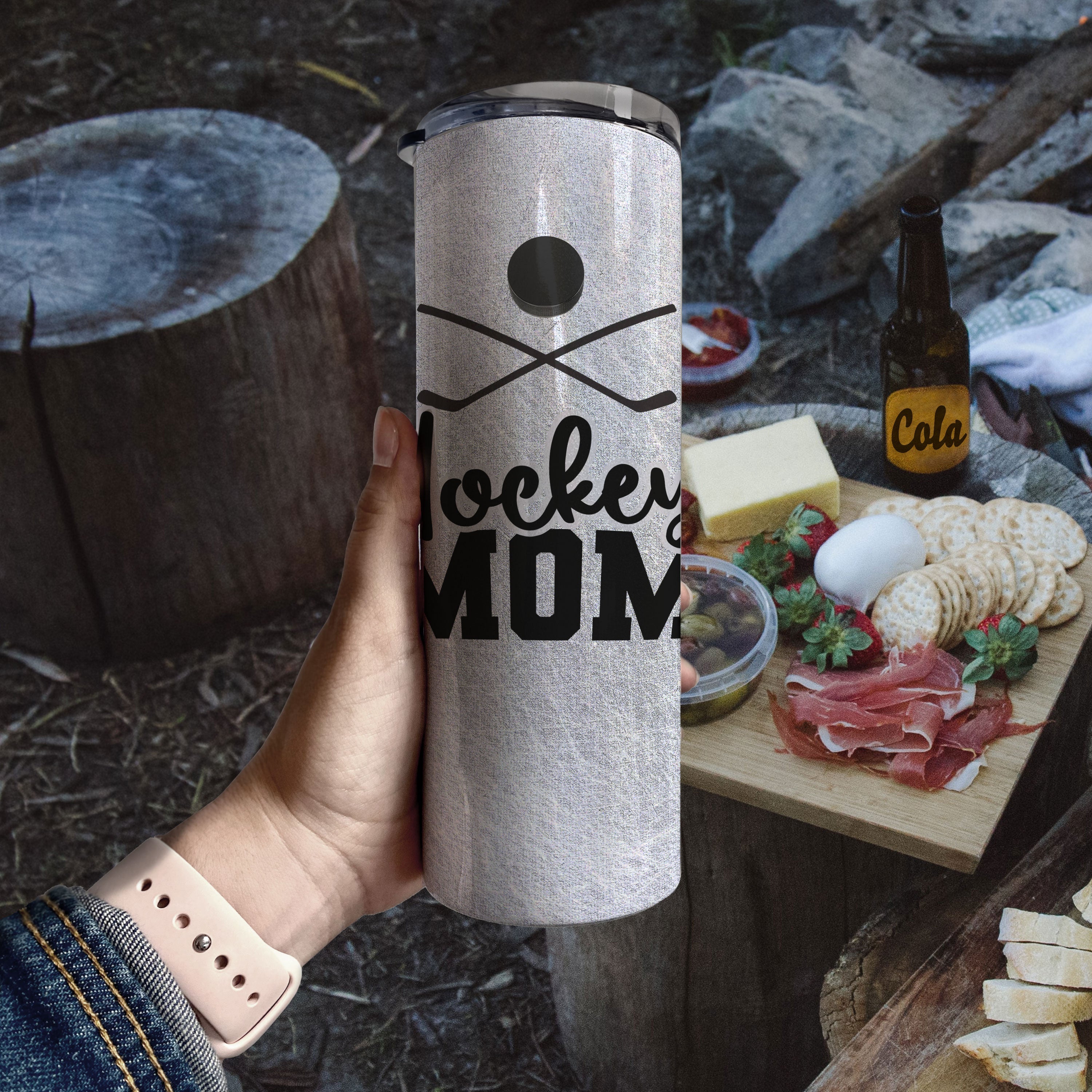 Sports Collection (Hockey Mom - Personalized) 20 oz Stainless Steel Travel Tumbler with Straw