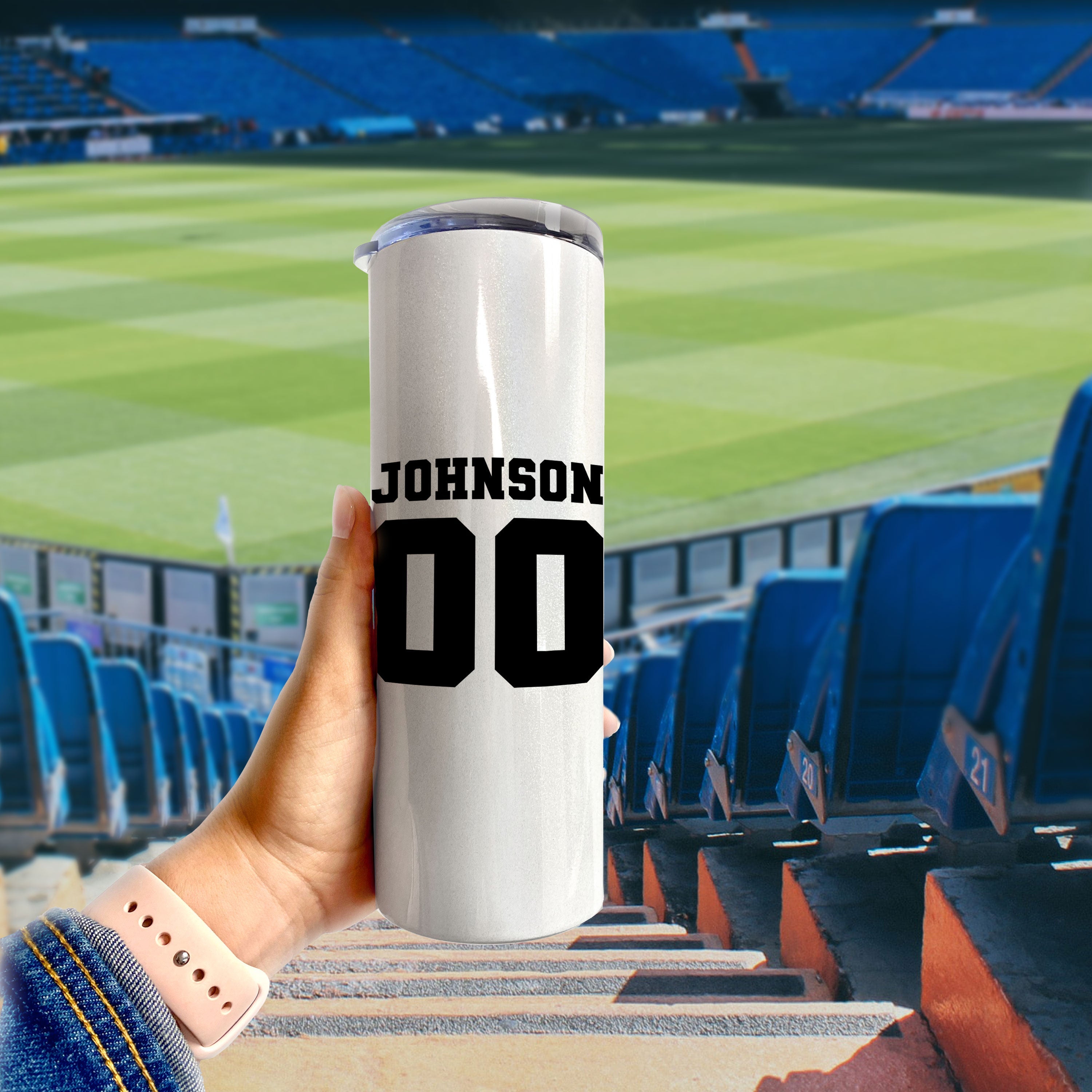 Sports Collection (Baseball Game Day - Personalized) 20 Oz Stainless Steel Travel Tumbler with Straw (White Iridescent)