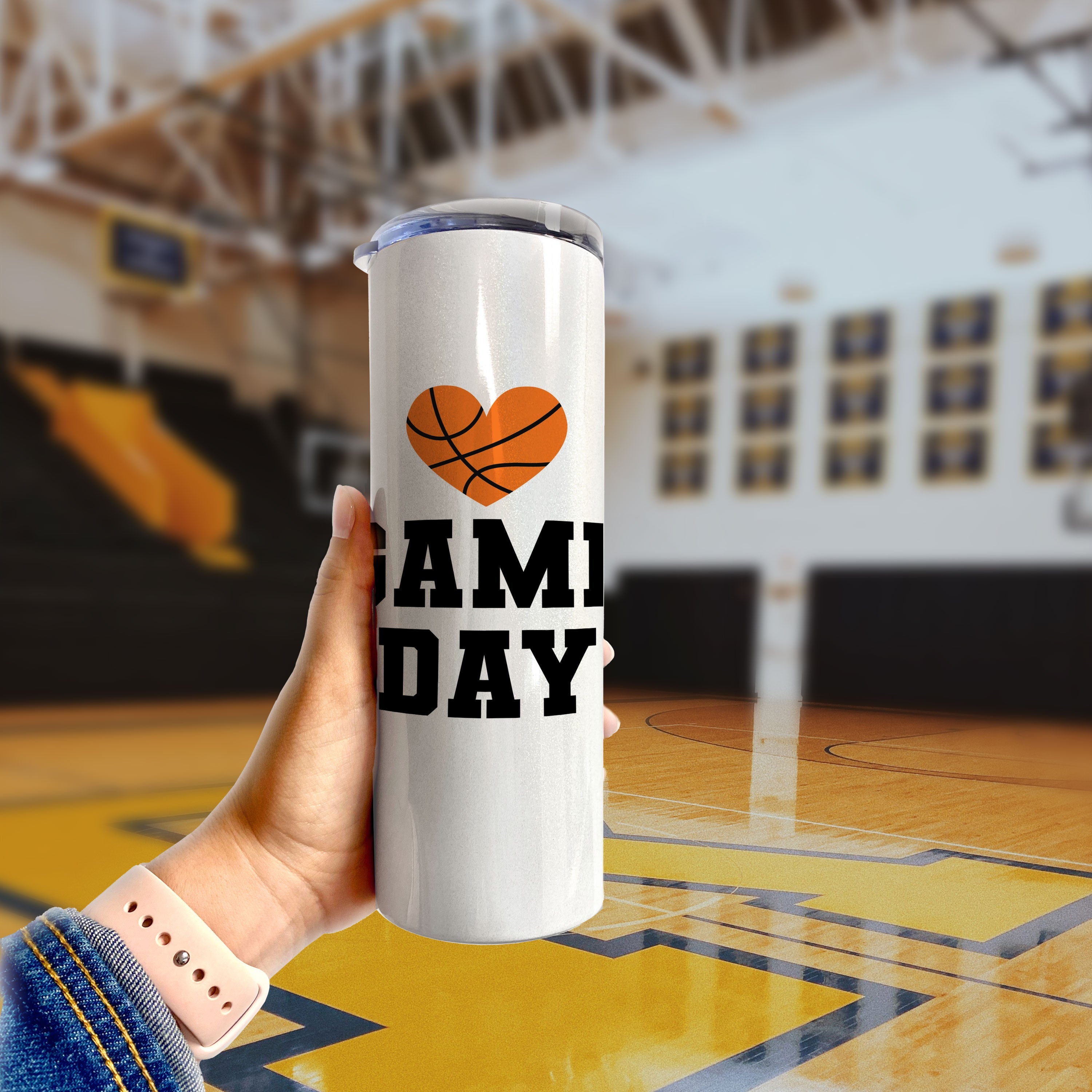 Sports Collection (Basketball Game Day - Personalized) 20 Oz Stainless Steel Travel Tumbler with Straw