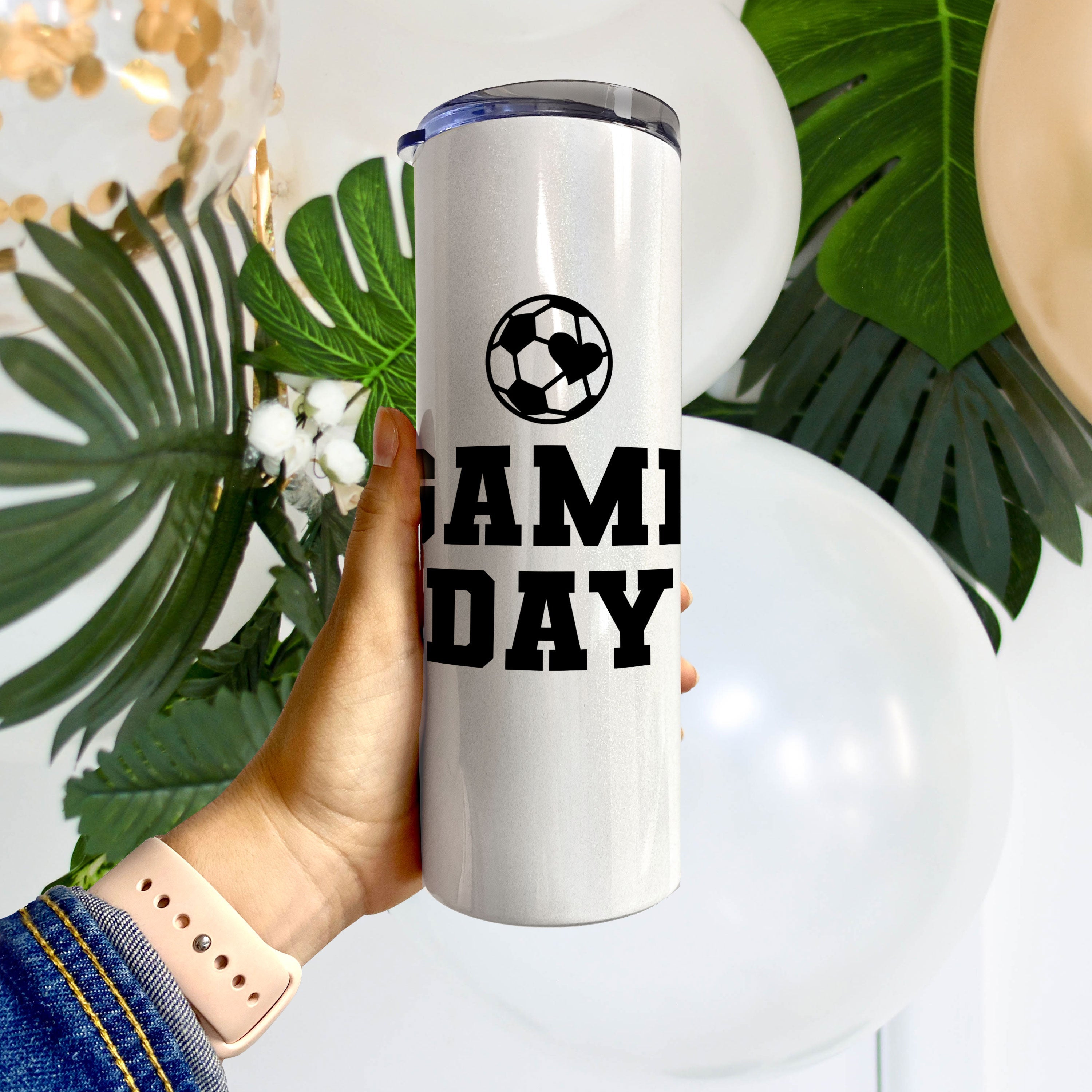 Sports Collection (Soccer Game Day - Personalized) 20 Oz Stainless Steel Travel Tumbler with Straw