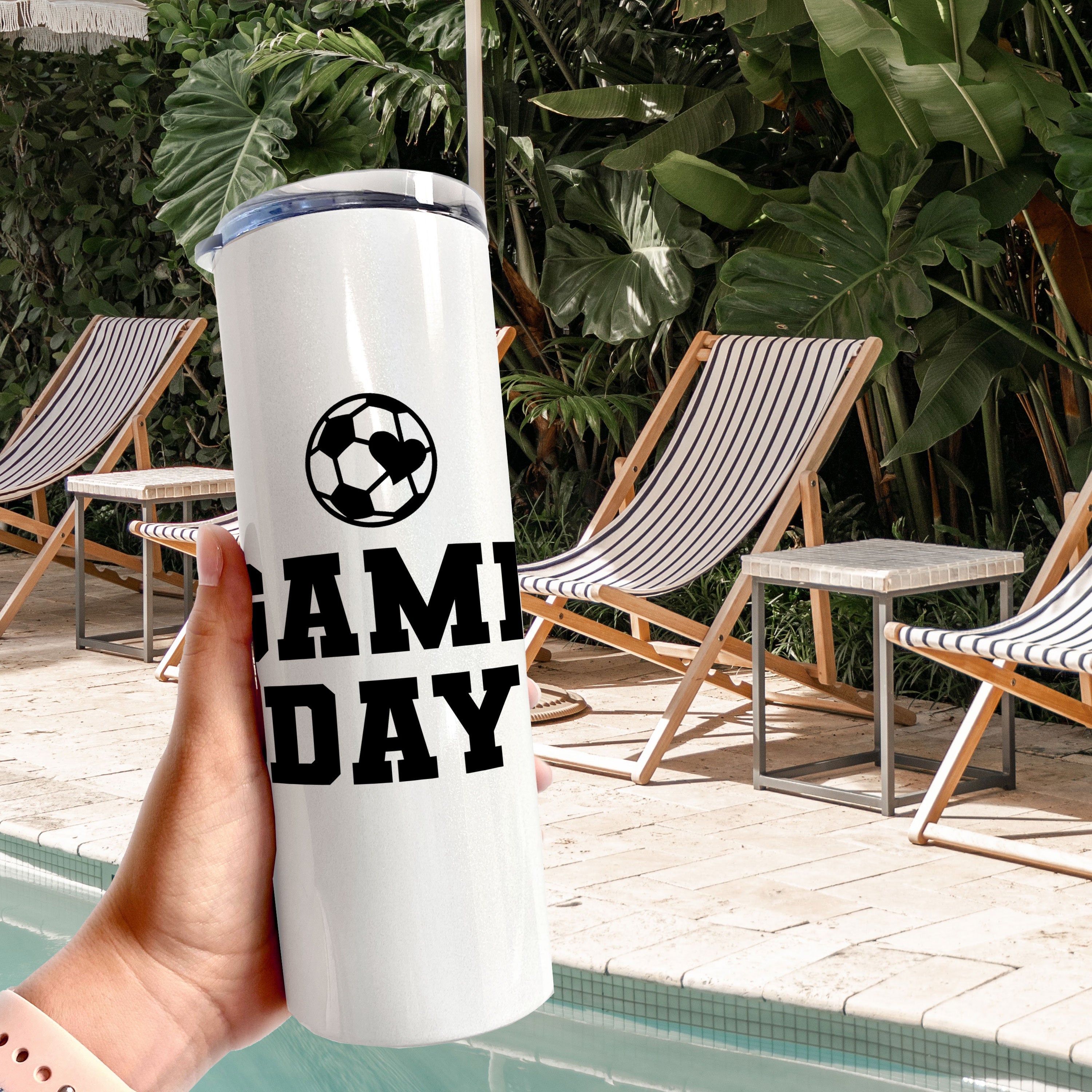 Sports Collection (Soccer Game Day - Personalized) 20 Oz Stainless Steel Travel Tumbler with Straw