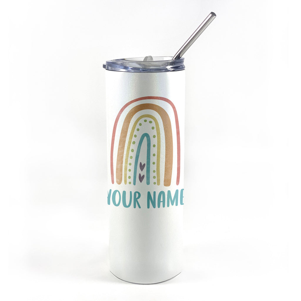 Trend Setters Original (Boho Rainbow - Personalized) 20 Oz Stainless Steel Travel Tumbler with Straw
