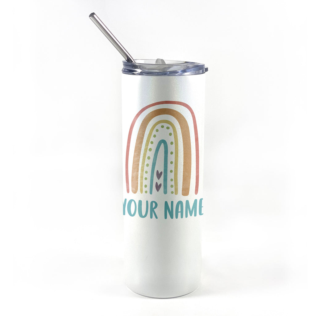 Trend Setters Original (Boho Rainbow - Personalized) 20 Oz Stainless Steel Travel Tumbler with Straw
