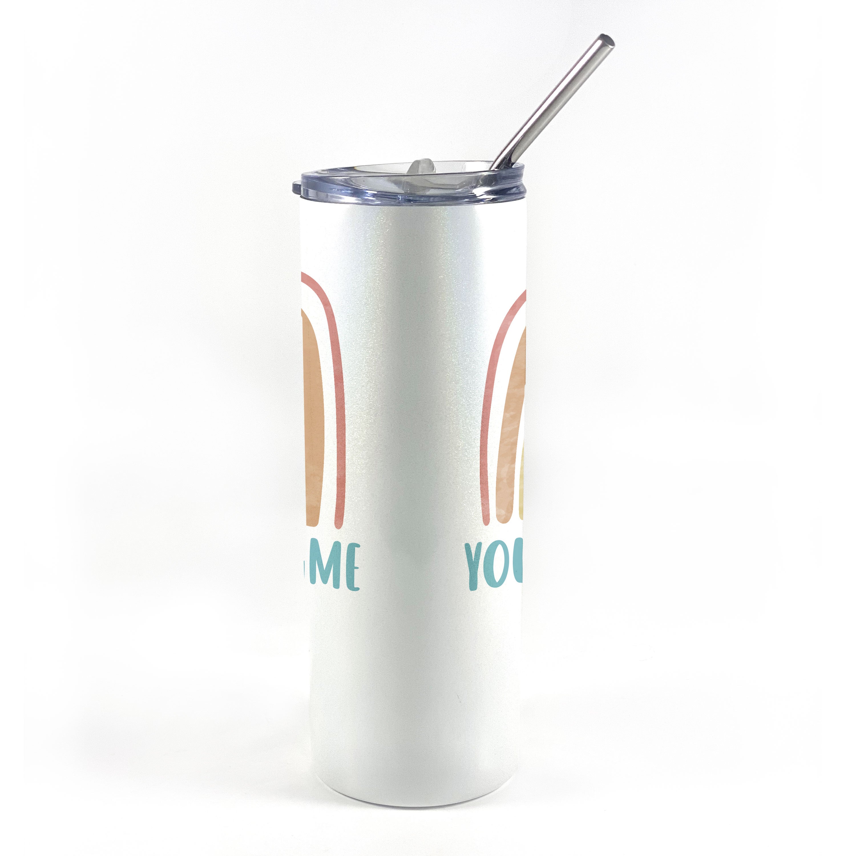 Trend Setters Original (Boho Rainbow - Personalized) 20 Oz Stainless Steel Travel Tumbler with Straw