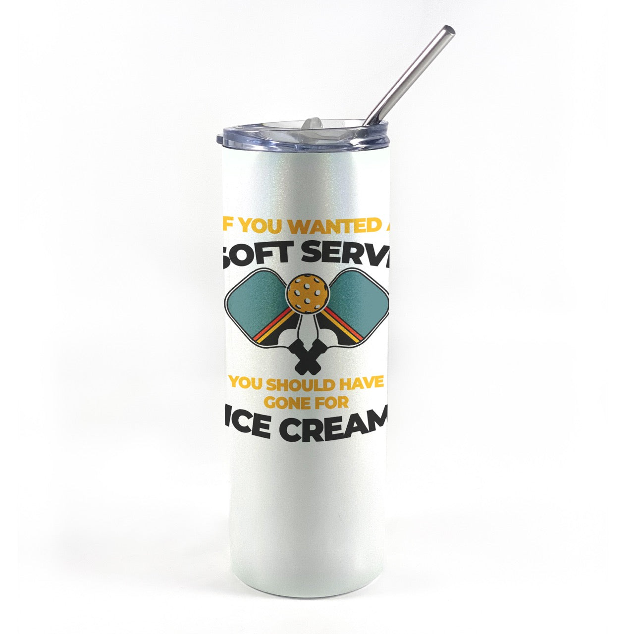Trend Setters Originals (Soft Serve Pickleball) 20 Oz Stainless Steel Travel Tumbler with Straw SSTUMWHIS0119