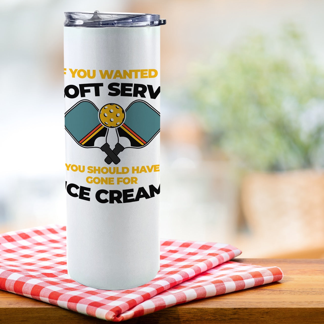 Trend Setters Originals (Soft Serve Pickleball) 20 Oz Stainless Steel Travel Tumbler with Straw SSTUMWHIS0119