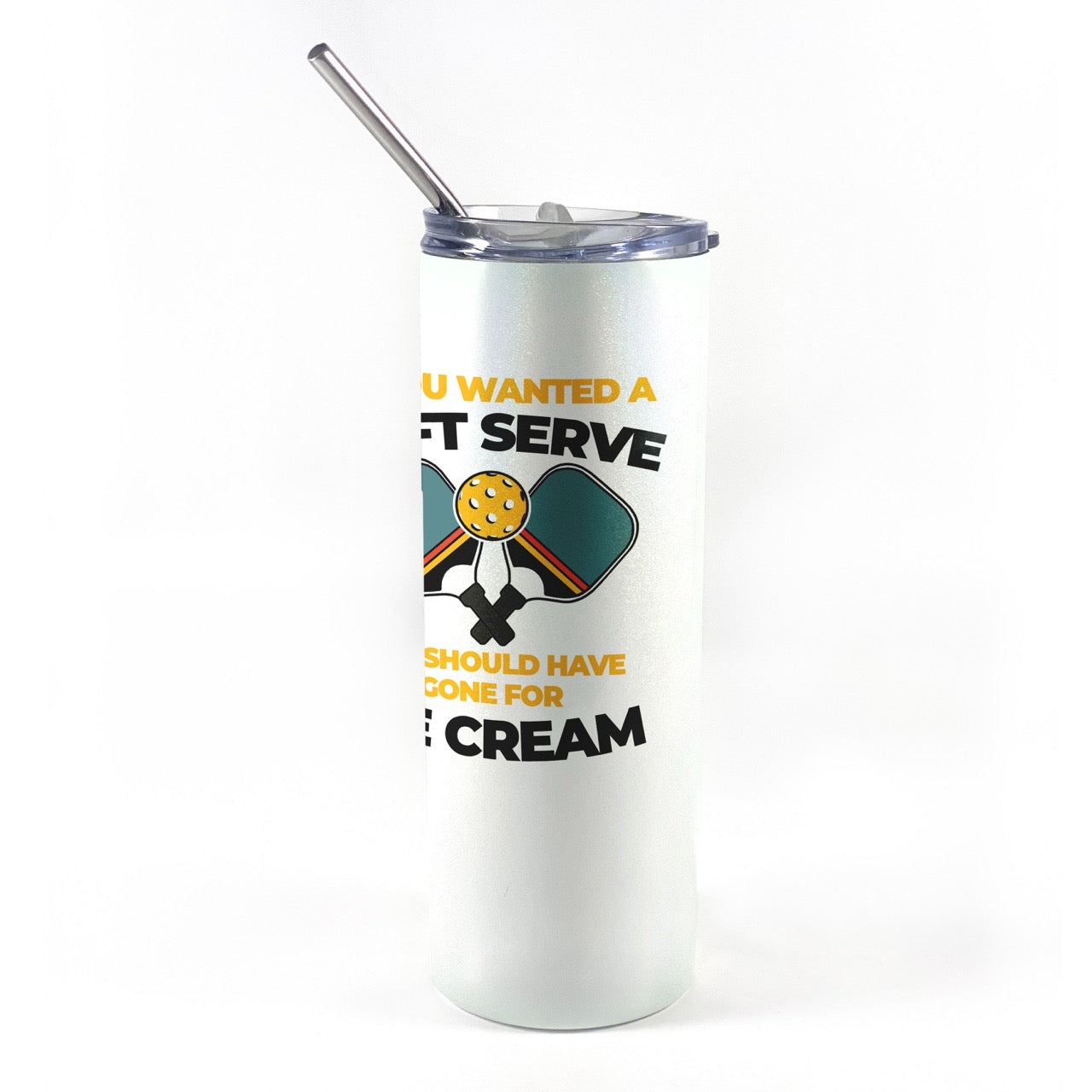 Trend Setters Originals (Soft Serve Pickleball) 20 Oz Stainless Steel Travel Tumbler with Straw SSTUMWHIS0119