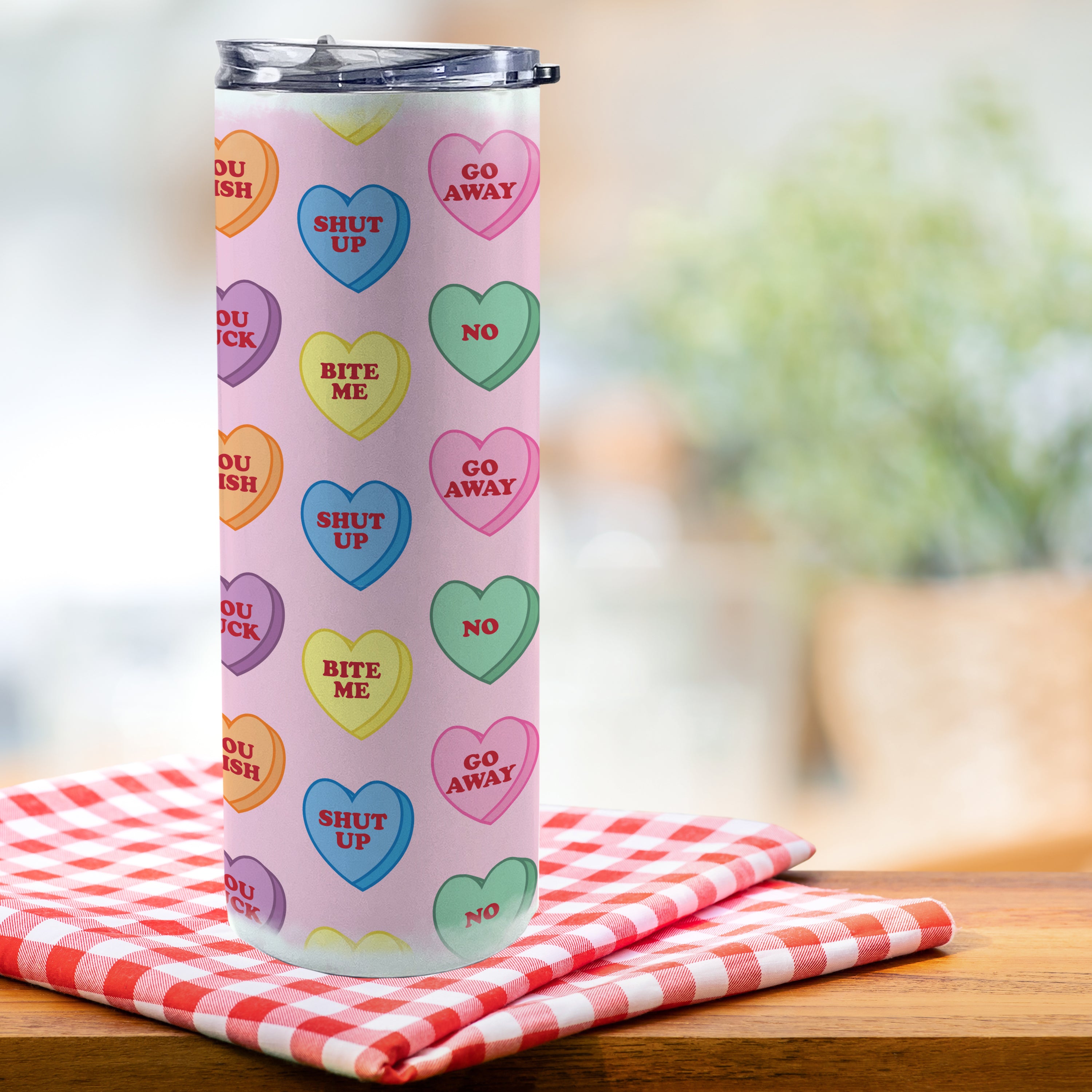 Valentines Day Collection (Anti-Valentine Hearts) 20 oz Stainless Steel Travel White Iridescent Tumbler with Straw SSTUMWHIS0147