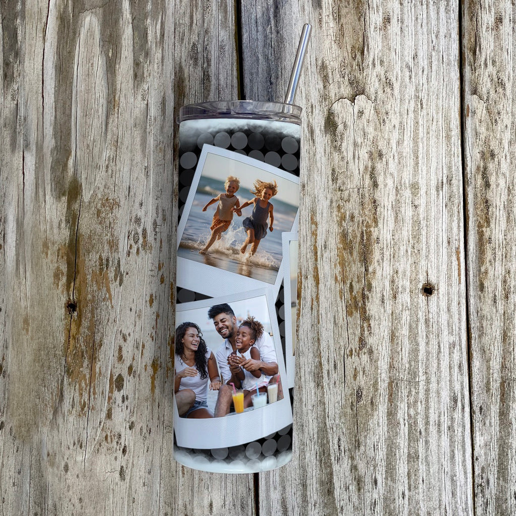 Trend Setters Original (Polaroid Picture) Personalized 20 oz Stainless Steel Travel White Tumbler with Straw SSTUMWU0153