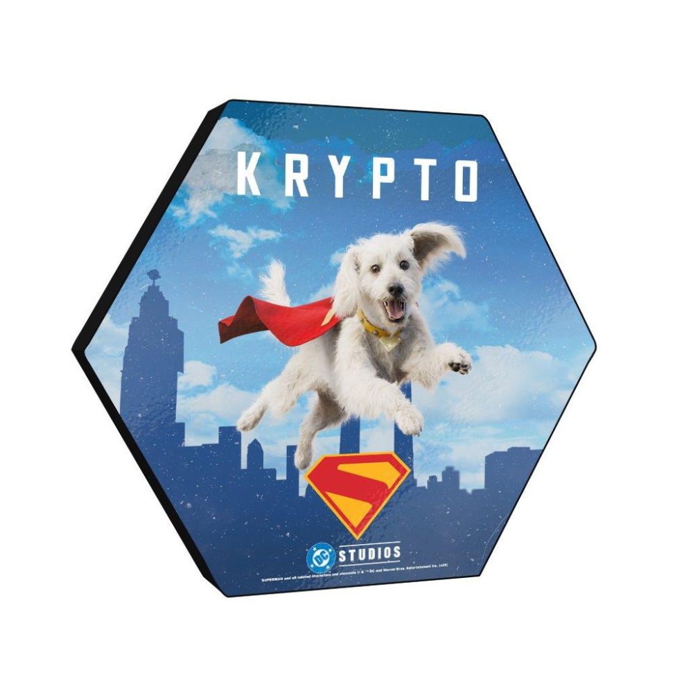 Superman (2025) (Krypto in the Sky) 11.5" X 10" KNEXAGON Wood Print WPHEX8015