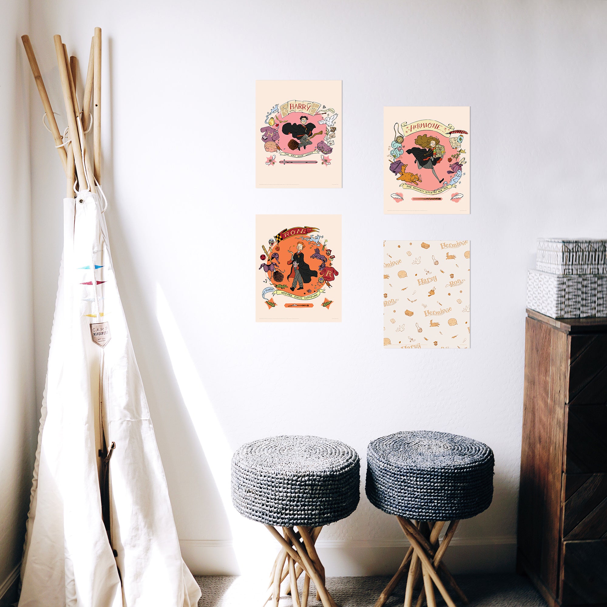 Harry Potter (Wizard Academia Characters) TrendyPrint Wall Art Set of Four TP08100072