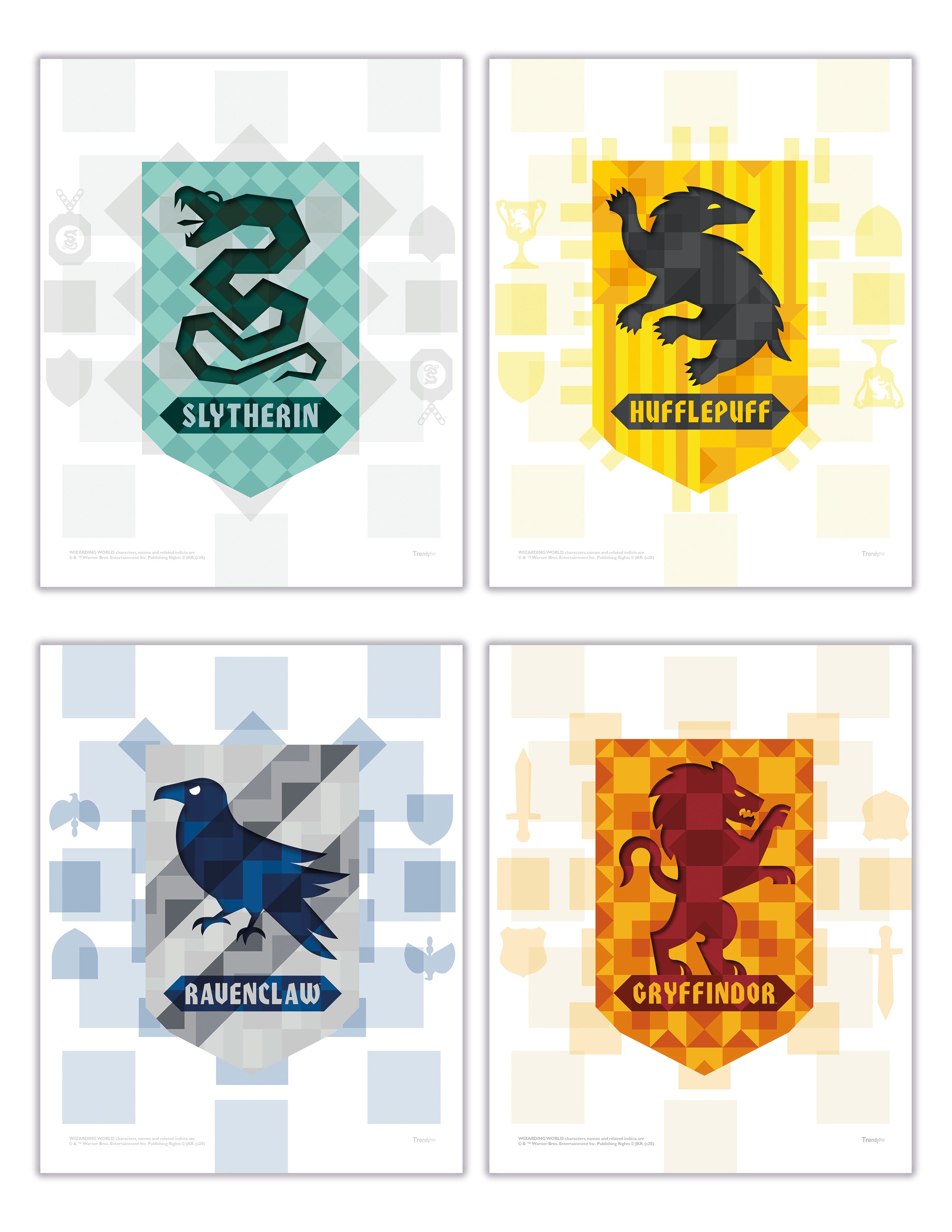 Harry Potter (Abstract Magic - Hogwarts Houses) TrendyPrint™ Wall Art Set TP08100107