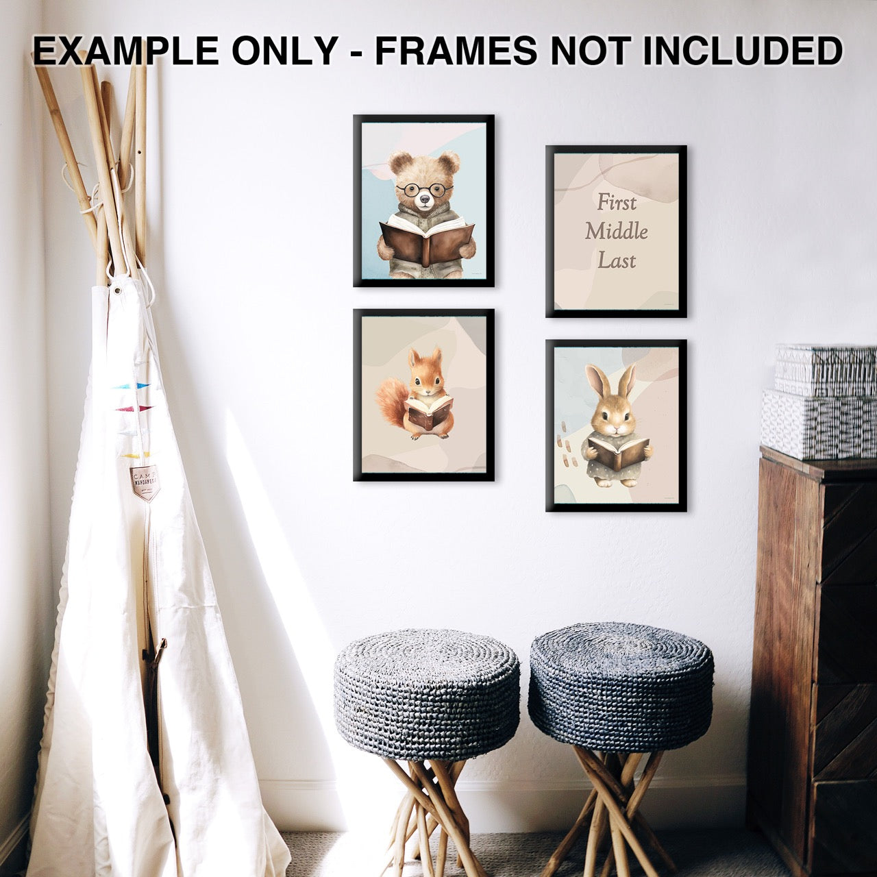 Trend Setters Original (Reading Animals - Personalized) TrendyPrint™ Wall Art Set of Four TP08100136