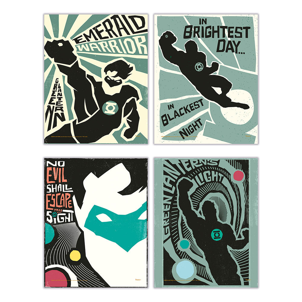 DC Comics Green Lantern (Emerald Warrior) Set of Four 8” x 10” TrendyPrint™ Wall Art Set TP08100162